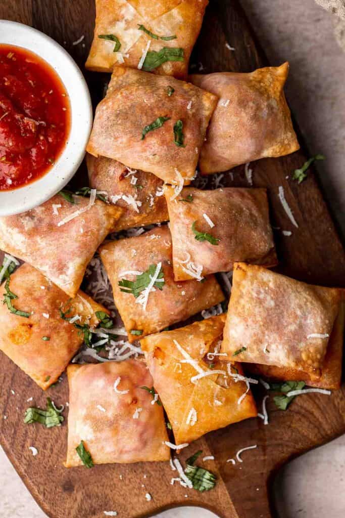 Homemade Air Fryer Pizza Rolls are a grown-up version of Totino's pizza rolls and are perfect to serve as an appetizer, snack, or even a quick main dish! | aheadofthyme.com