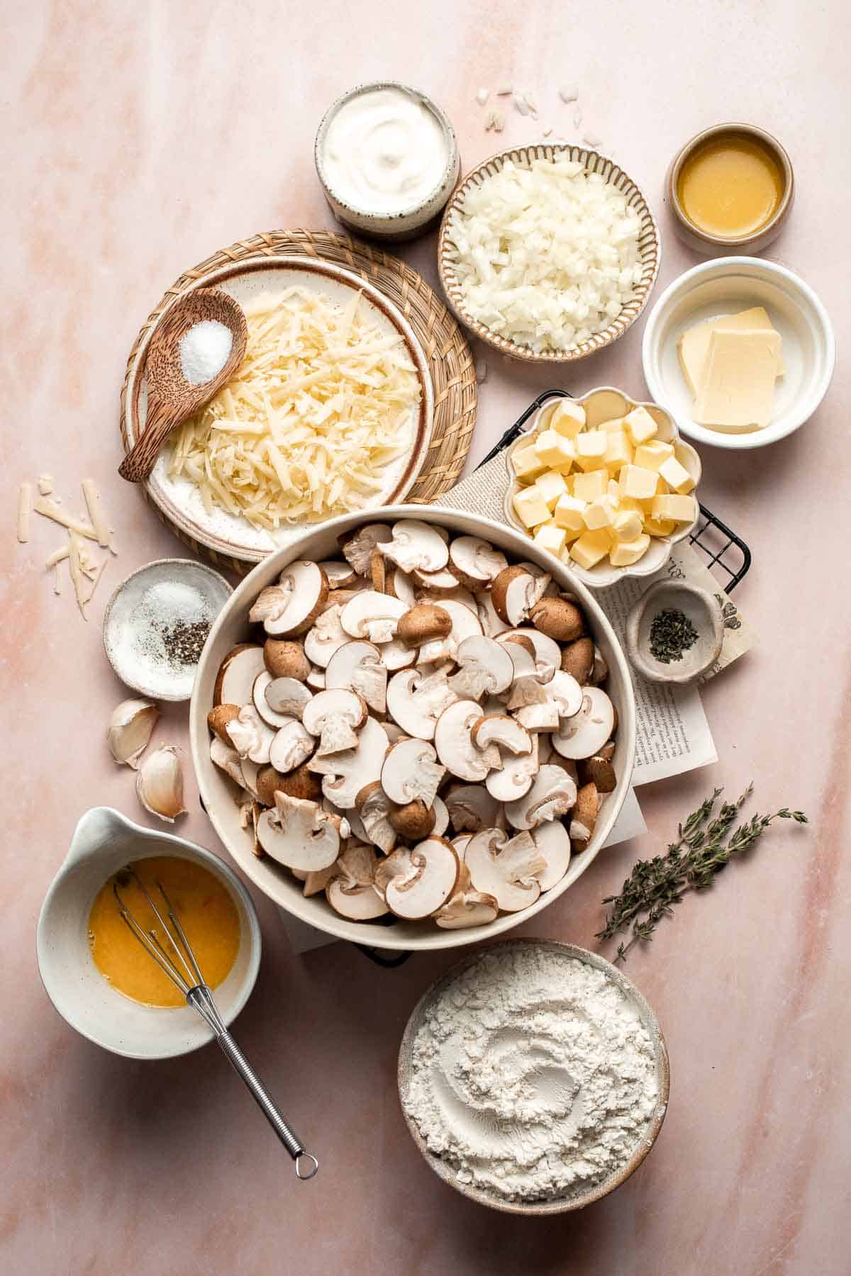 Made with homemade pie crust and an earthy, cheesy mushroom filling, this savory Mushroom Galette is an absolute delight. Serve for appetizer or side dish. | aheadofthyme.com