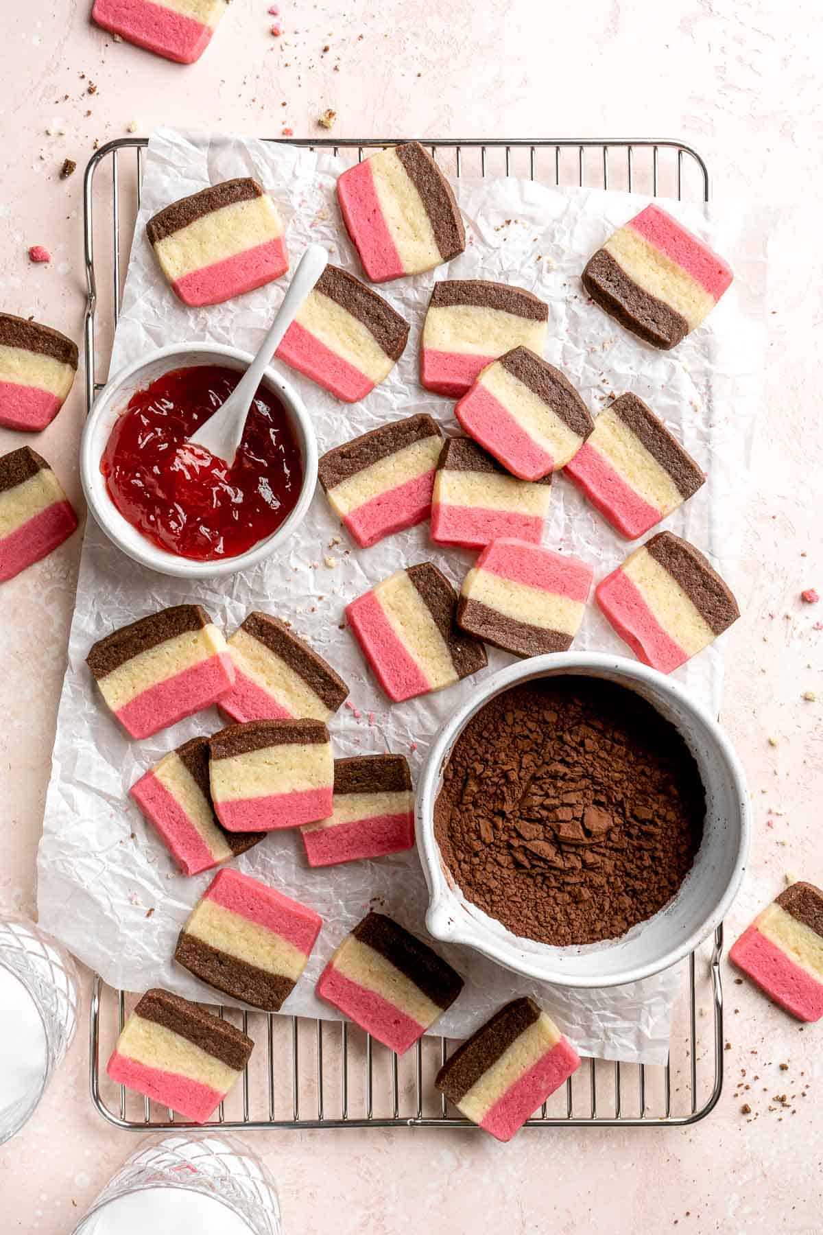 With their iconic pink, brown, and white stripes, these homemade Neapolitan Cookies are both beautiful and delicious. Made with 3 flavors in one dough! | aheadofthyme.com