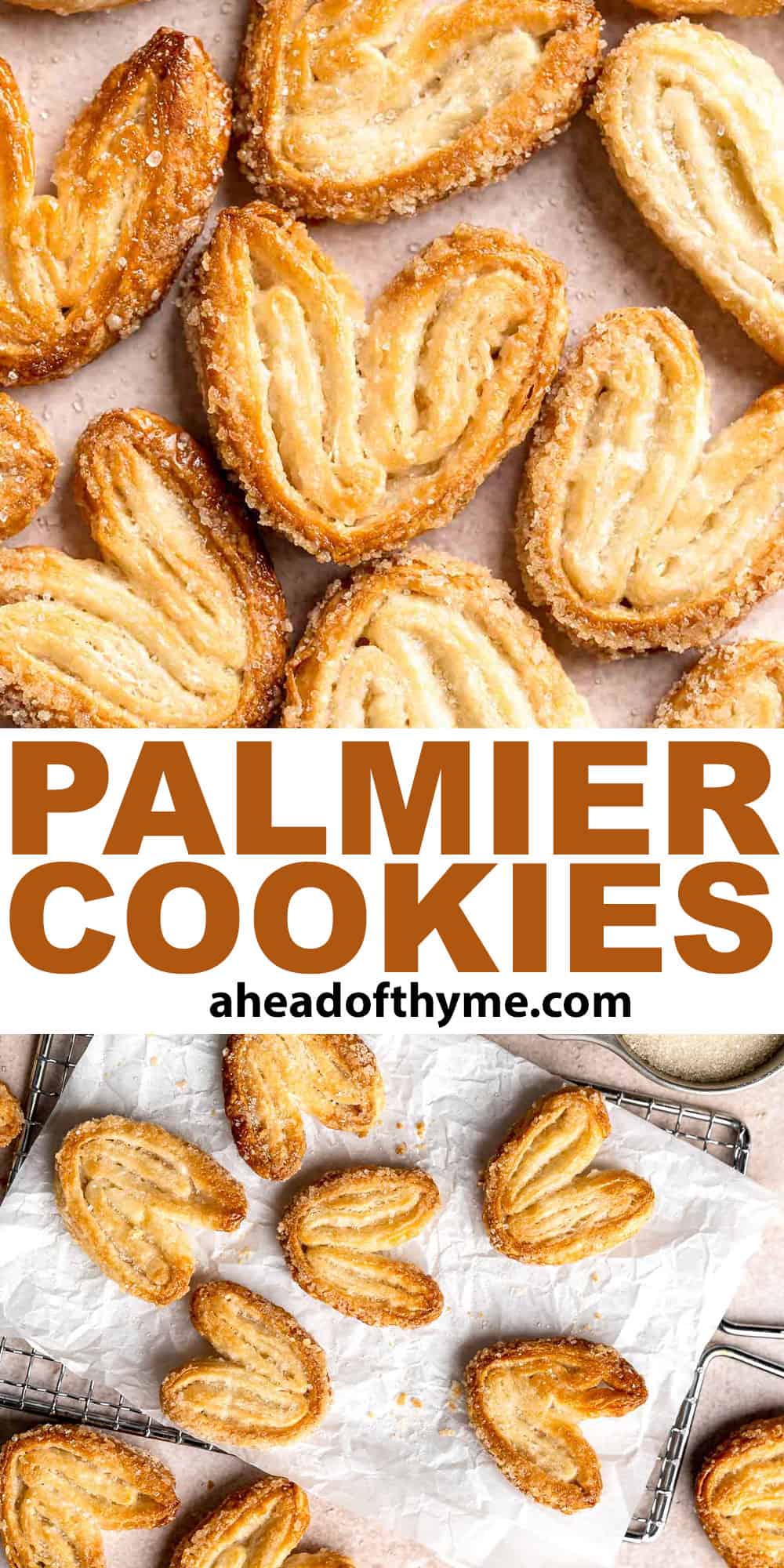 Palmiers are light, crunchy, swirled treats you can easily make in under 30 minutes using just 2 ingredients. They're buttery, crispy, flaky, and sweet. | aheadofthyme.com