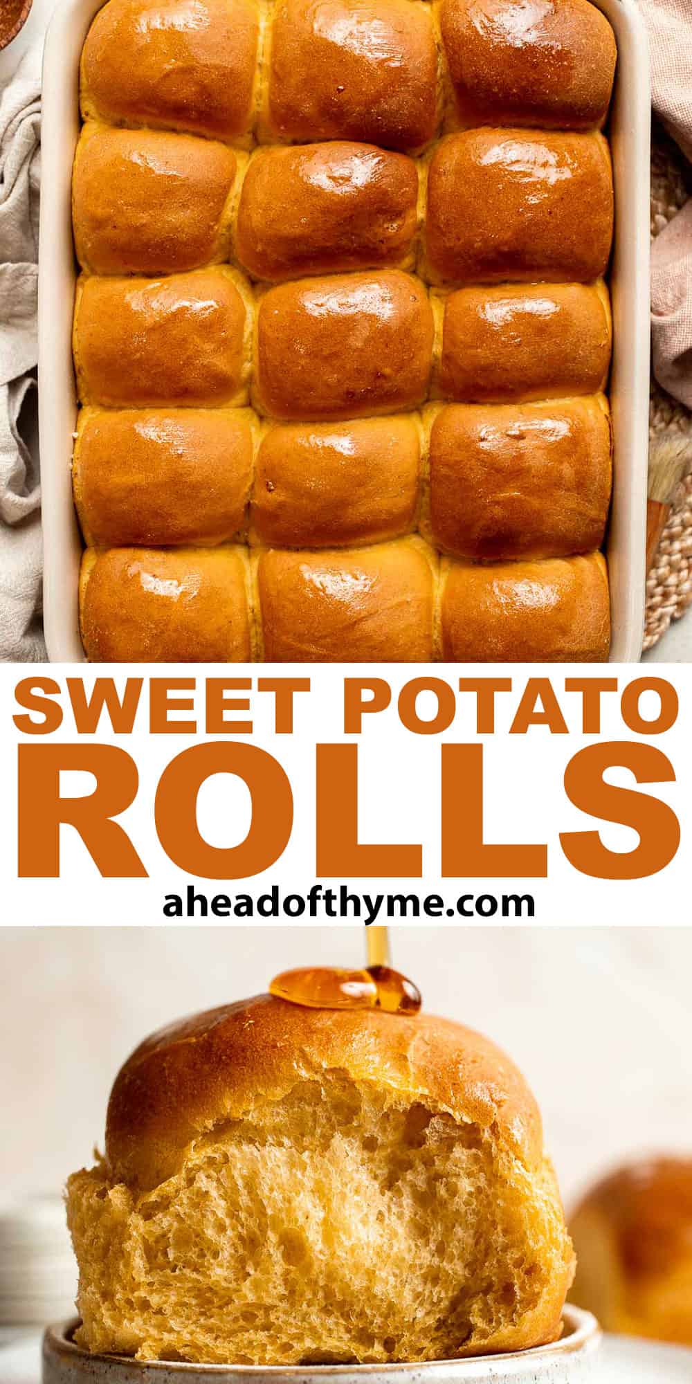 Fluffy Sweet Potato Rolls are made with perfectly cooked sweet potato, which adds a tenderness and sweet flavor that takes them over the top! | aheadofthyme.com