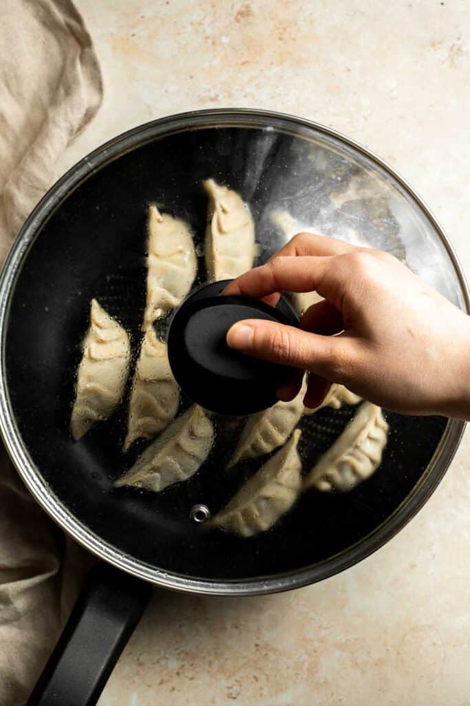Homemade Chicken Potstickers have a crispy shell on the outside with a burst of delicious chicken filling on the inside that's seasoned to perfection. | aheadofthyme.com