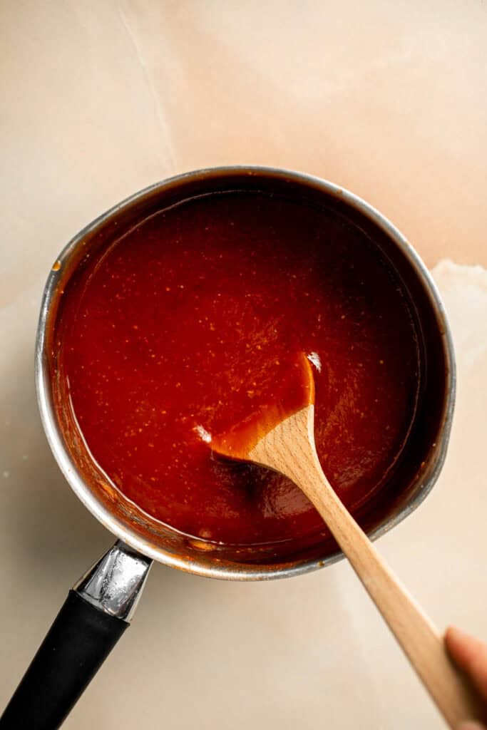 Homemade BBQ Sauce from scratch is thick, glossy, and flavorful. It's way easier to make at home than you'd think in 15 minutes using pantry staples. | aheadofthyme.com