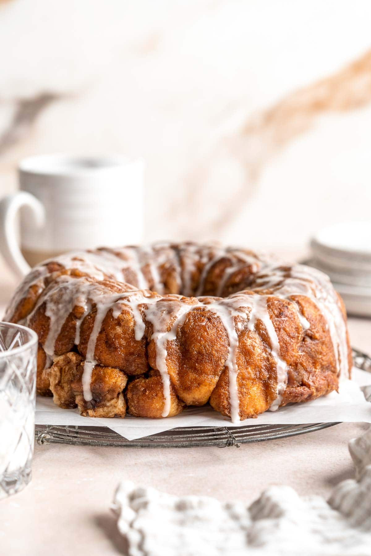 Monkey Bread is a delicious pull apart breakfast pastry made with a super soft dough coated in cinnamon sugar and topped with homemade caramel sauce. | aheadofthyme.com