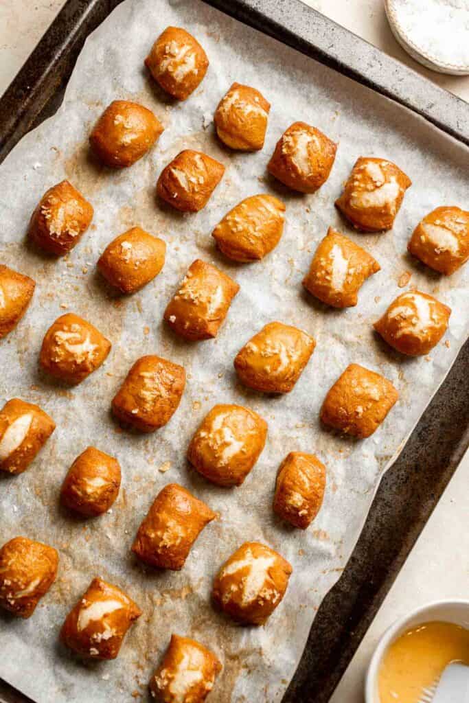 These tender, chewy homemade Pretzel Bites taste professionally made but are a beginner-friendly recipe you can easily make in the comfort of your own home. | aheadofthyme.com