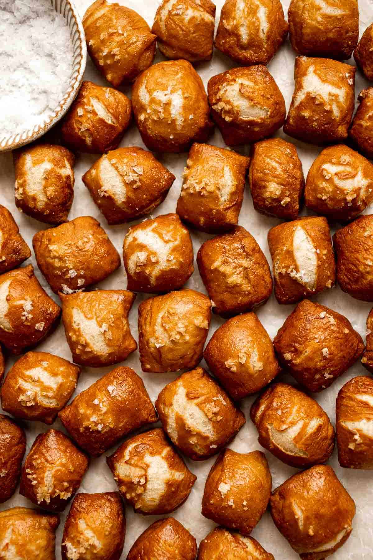 These tender, chewy homemade Pretzel Bites taste professionally made but are a beginner-friendly recipe you can easily make in the comfort of your own home. | aheadofthyme.com