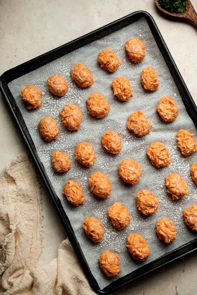 These homemade Sweet Potato Tater Tots are an easy to make appetizer using a few simple ingredients. They're oven-baked and healthier than storebought! | aheadofthyme.com