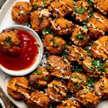 These homemade Sweet Potato Tater Tots are an easy to make appetizer using a few simple ingredients. They're oven-baked and healthier than storebought! | aheadofthyme.com