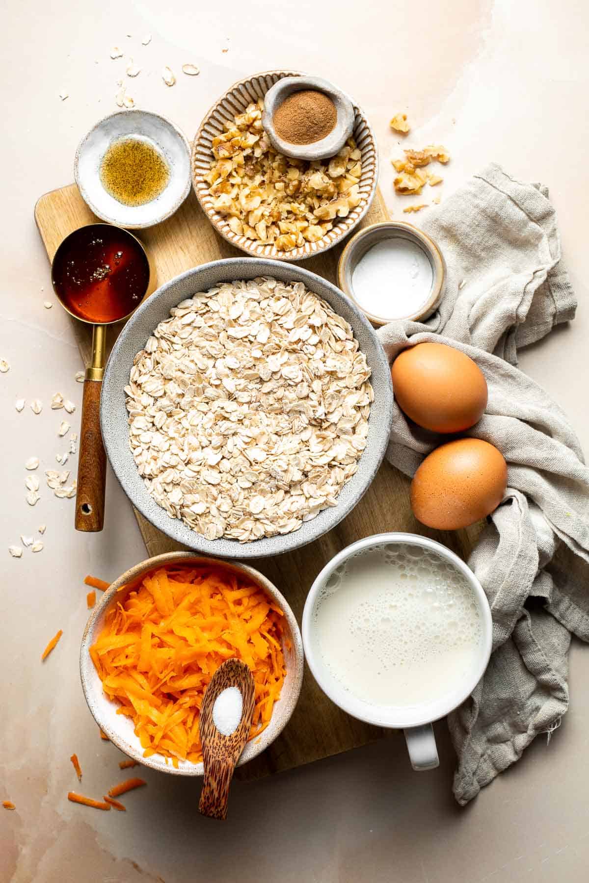 Start your day off right with the coziest Carrot Cake Baked Oatmeal, with all the flavors of the classic dessert — but for breakfast! | aheadofthyme.com