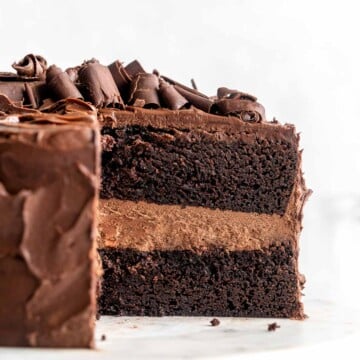 This Chocolate Layer Cake has two layers of incredibly moist and tender chocolate cake held together with homemade chocolate fudge frosting. | aheadofthyme.com