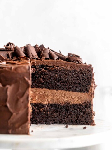 This Chocolate Layer Cake has two layers of incredibly moist and tender chocolate cake held together with homemade chocolate fudge frosting. | aheadofthyme.com