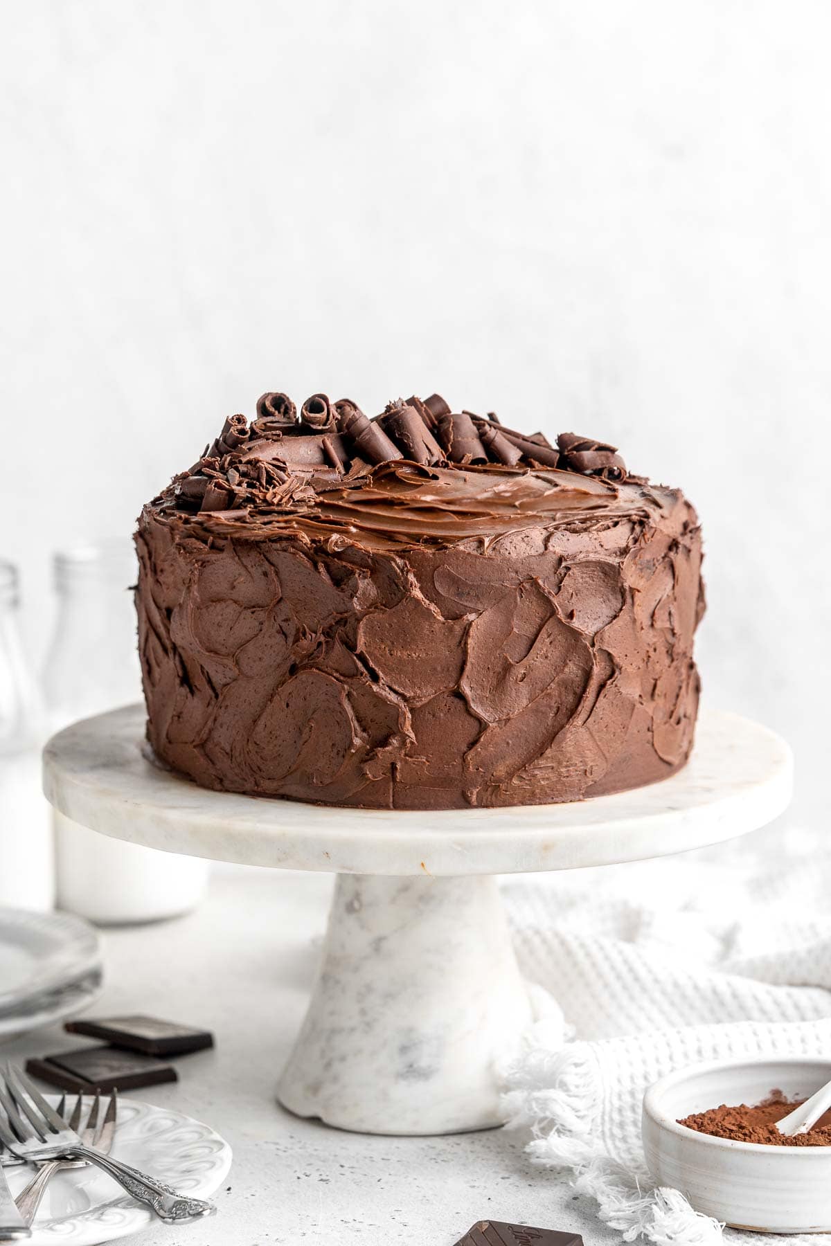 This Chocolate Layer Cake has two layers of incredibly moist and tender chocolate cake held together with homemade chocolate fudge frosting. | aheadofthyme.com