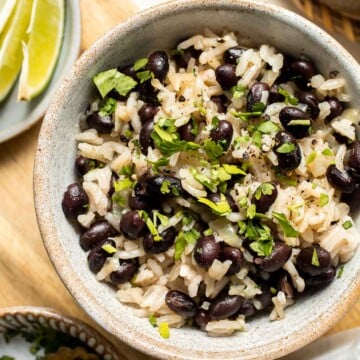 Black Beans and Rice is truly the perfect side dish: easy to make, inexpensive, and filling! Serve this simple recipe as a vegan main course or side. | aheadofthyme.com