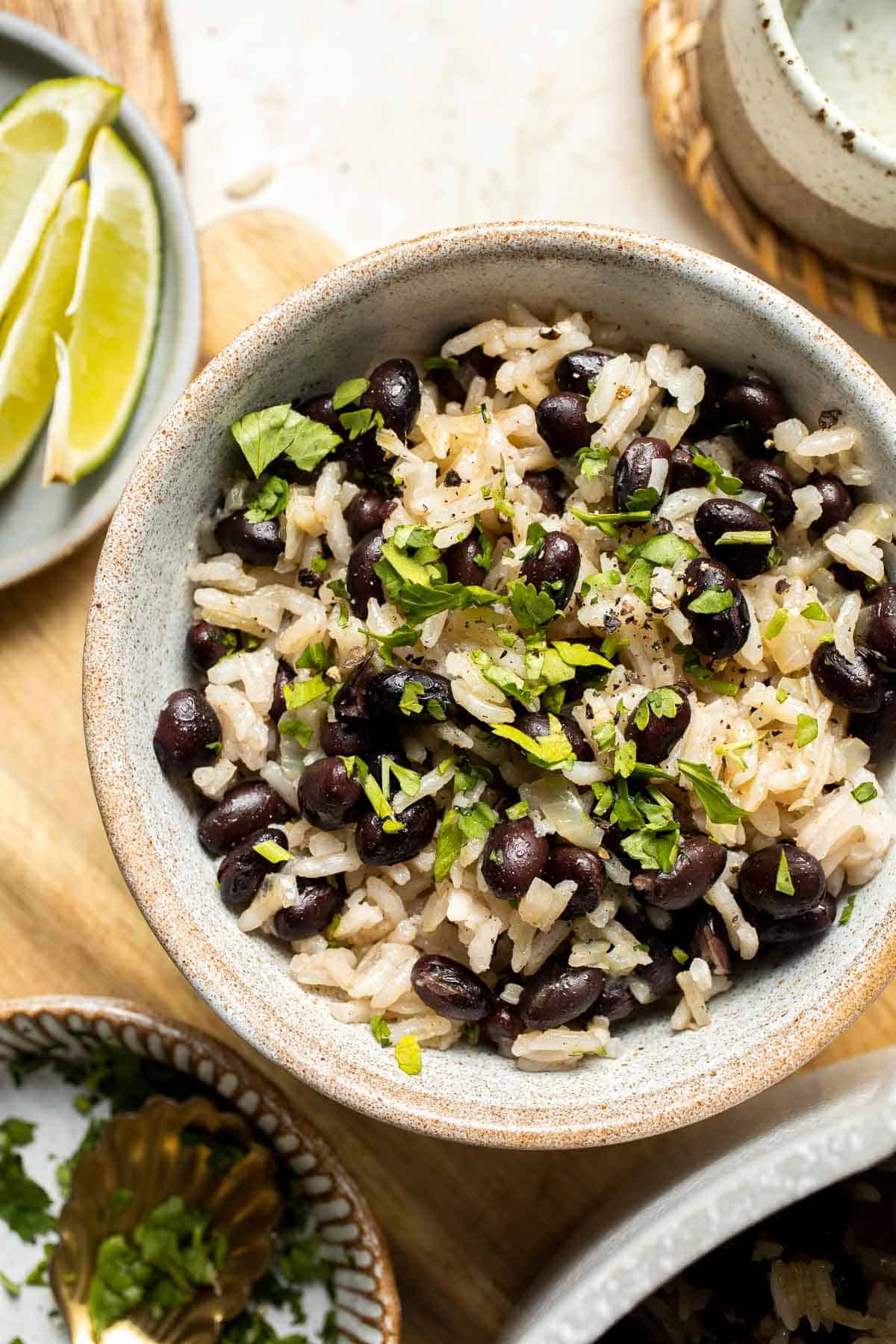 Black Beans and Rice is truly the perfect side dish: easy to make, inexpensive, and filling! Serve this simple recipe as a vegan main course or side. | aheadofthyme.com