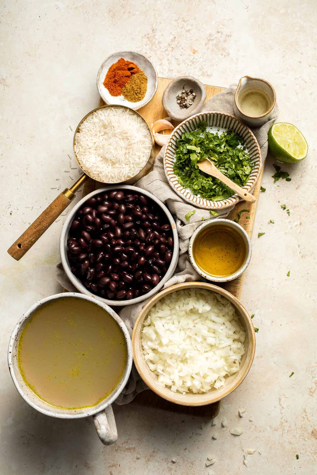 Black Beans and Rice is truly the perfect side dish: easy to make, inexpensive, and filling! Serve this simple recipe as a vegan main course or side. | aheadofthyme.com