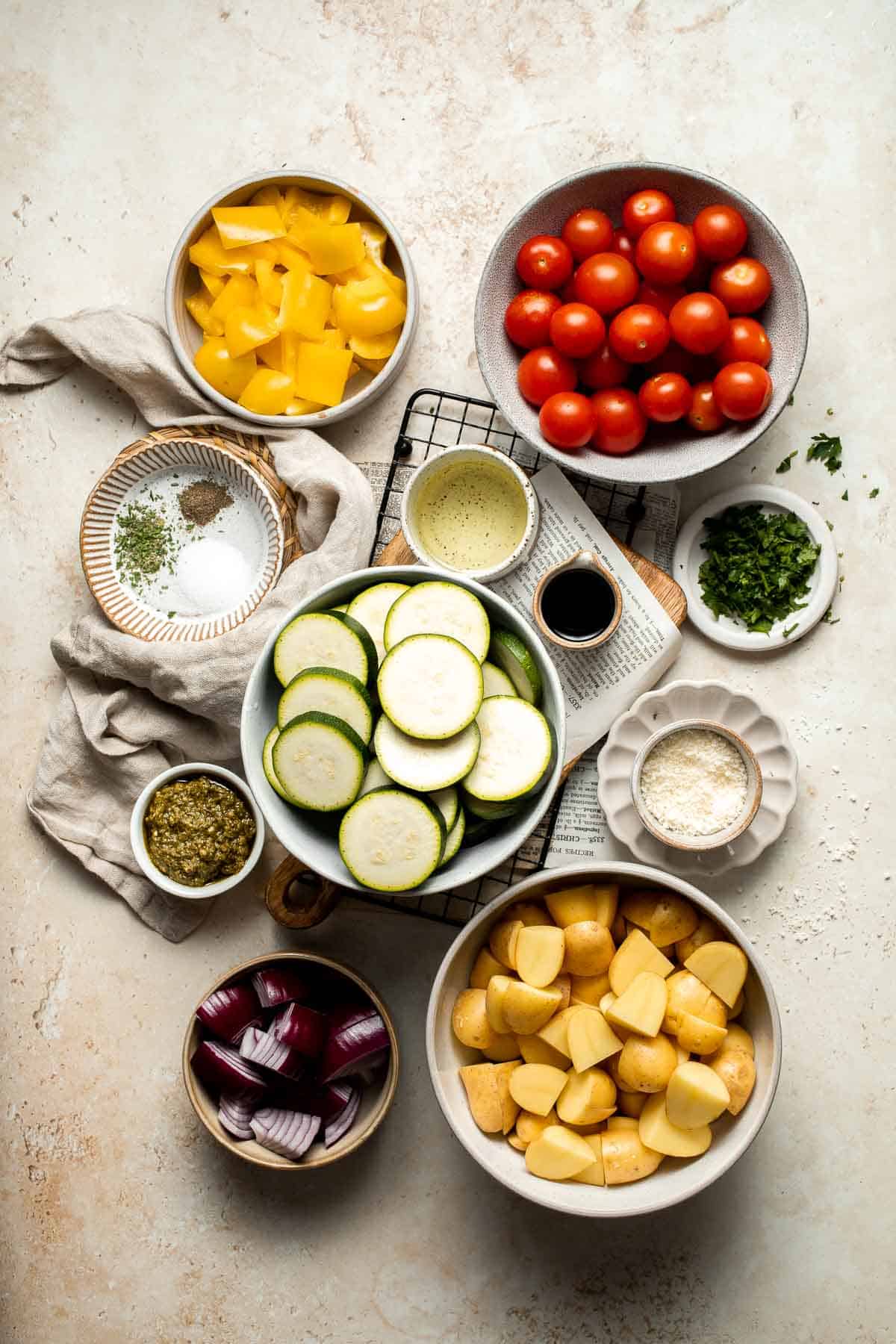 Mediterranean Roasted Vegetables are the easiest and most flavorful side dish to serve with dinner — especially with Greek and Italian meals. | aheadofthyme.com
