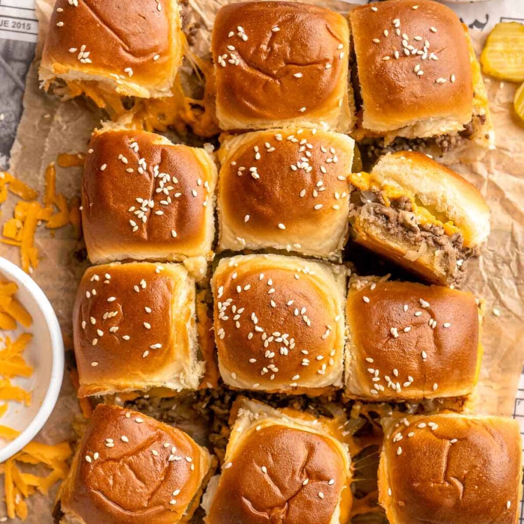Easy Cheeseburger Sliders have the classic flavor of your favorite burgers in bite-size form without the fuss of forming or grilling a single burger patty! | aheadofthyme.com