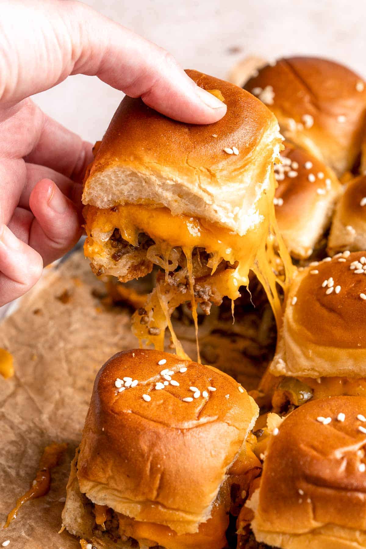 Easy Cheeseburger Sliders have the classic flavor of your favorite burgers in bite-size form without the fuss of forming or grilling a single burger patty! | aheadofthyme.com