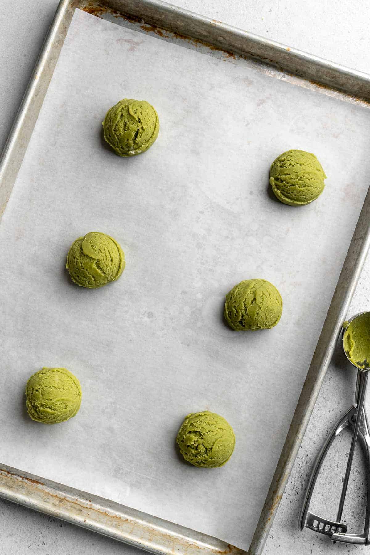 These homemade Matcha Cookies are the perfect soft and chewy sugar cookies with a bold green color and matcha's distinct grassy flavor. | aheadofthyme.com