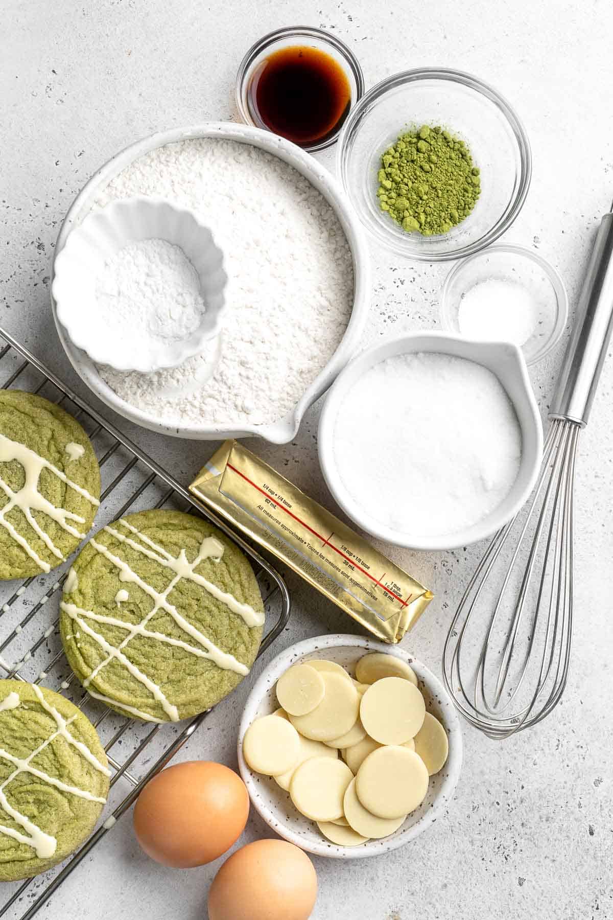 These homemade Matcha Cookies are the perfect soft and chewy sugar cookies with a bold green color and matcha's distinct grassy flavor. | aheadofthyme.com