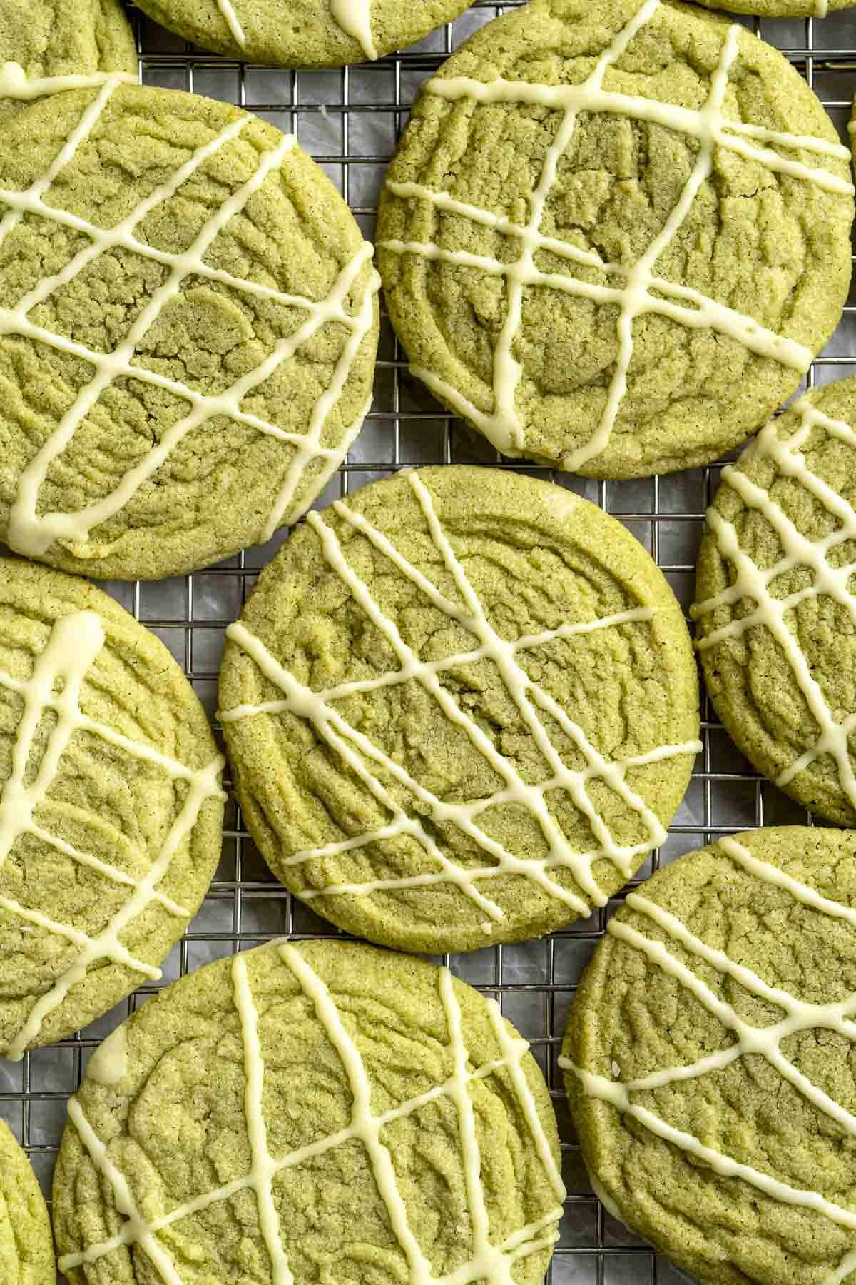 These homemade Matcha Cookies are the perfect soft and chewy sugar cookies with a bold green color and matcha's distinct grassy flavor. | aheadofthyme.com