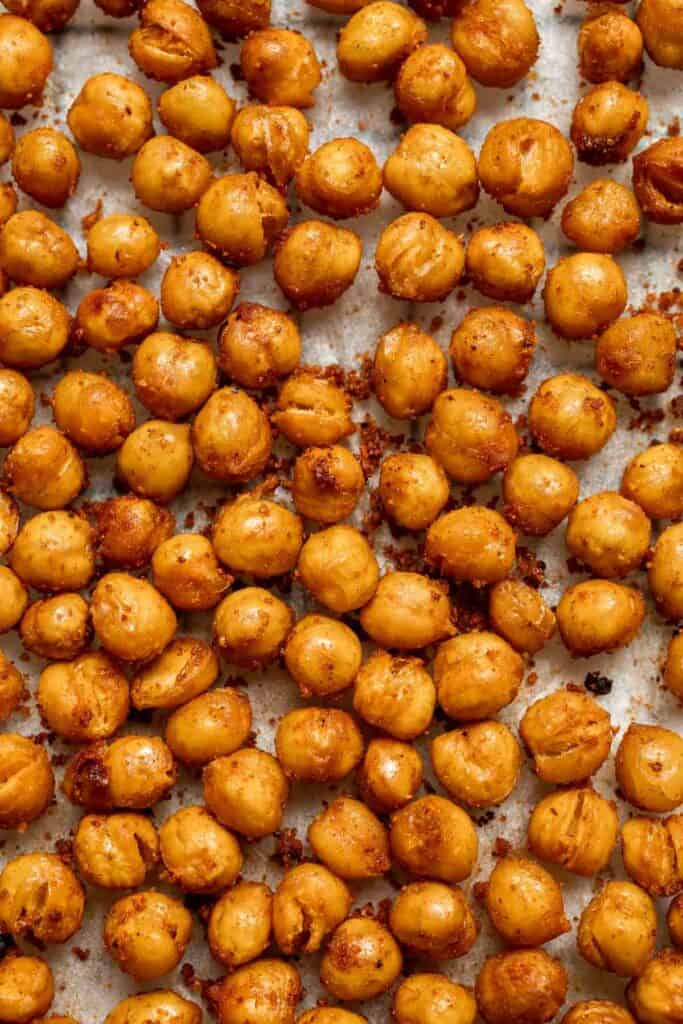 Crispy Roasted Chickpeas are a delicious, flavorful, and easy to make snack that is also an amazing crunchy topping for salads, grain bowls, and more. | aheadofthyme.com