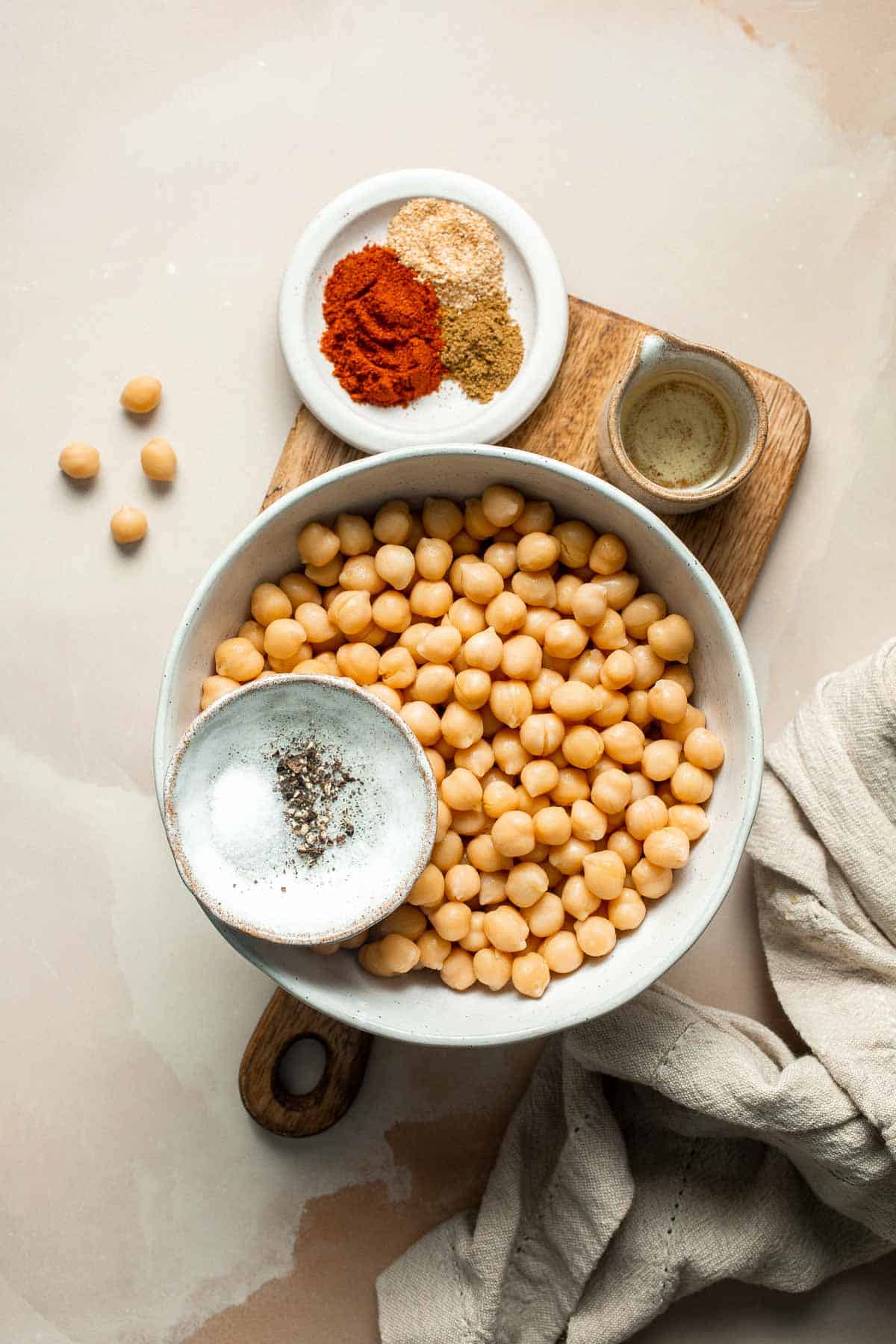 Crispy Roasted Chickpeas are a delicious, flavorful, and easy to make snack that is also an amazing crunchy topping for salads, grain bowls, and more. | aheadofthyme.com