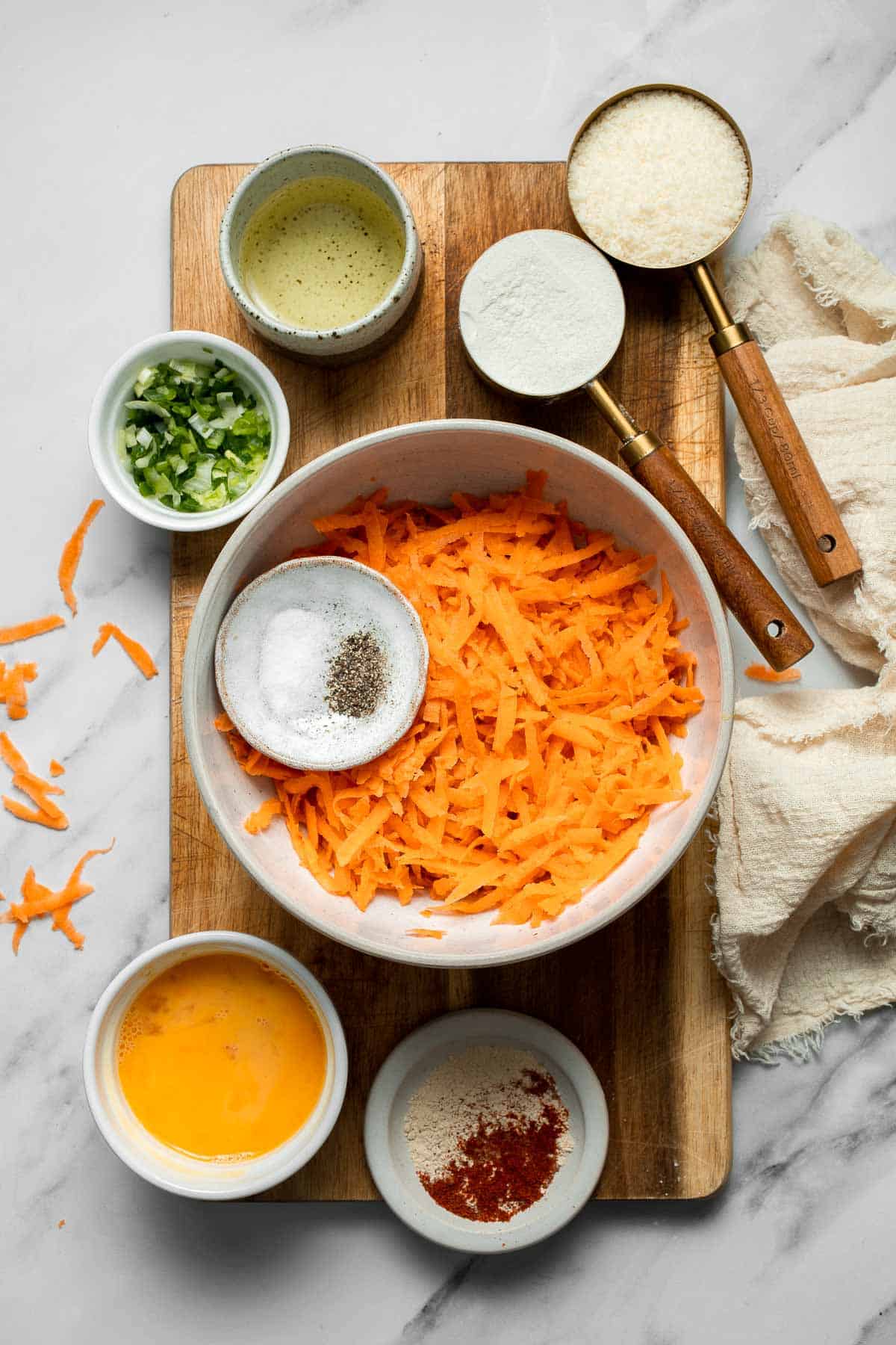 Sweet Potato Fritters are easy to make, flavorful, and delicious. They're pan-fried to perfection with a crisp crust on the outside and a soft bite inside. | aheadofthyme.com