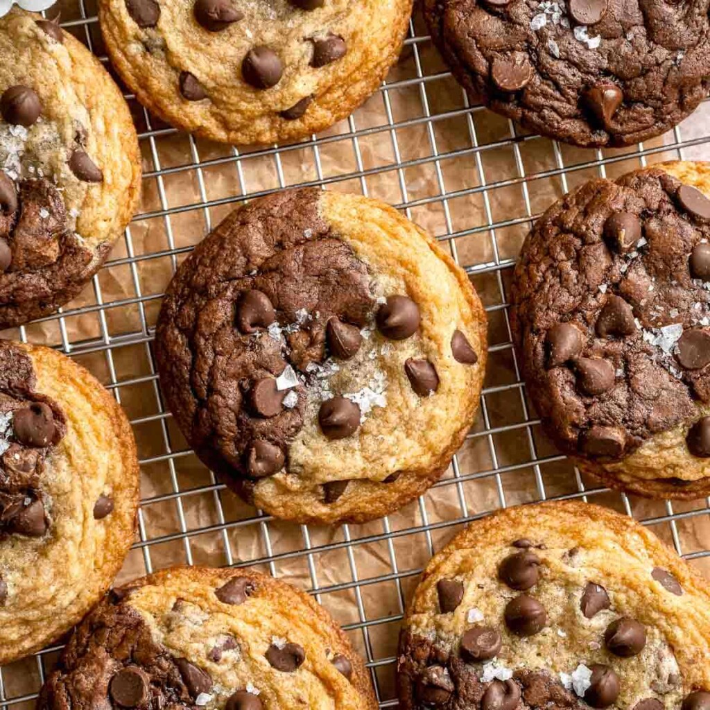 Brookies Cookies are the perfect combination of two iconic desserts - brownies and chocolate chip cookies. Quick and easy to make with no chilling! | aheadofthyme.com