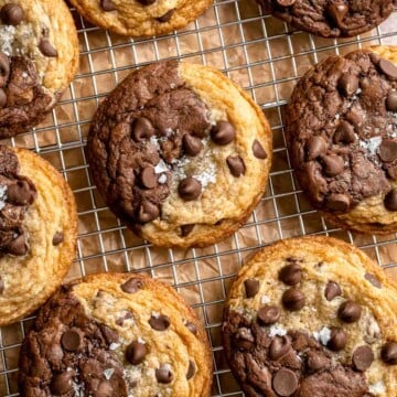 Brookies Cookies are the perfect combination of two iconic desserts — brownies and chocolate chip cookies. Quick and easy to make with no chilling! | aheadofthyme.com