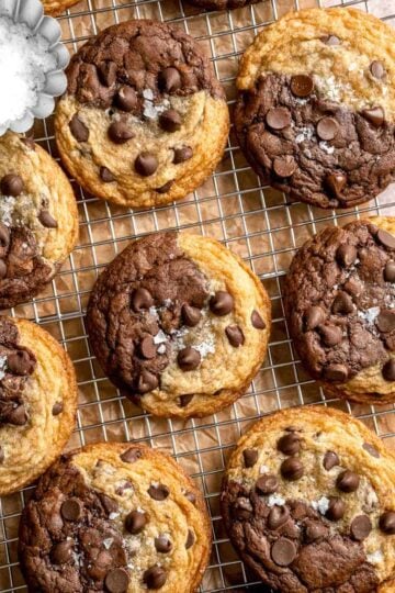 Brookies Cookies are the perfect combination of two iconic desserts — brownies and chocolate chip cookies. Quick and easy to make with no chilling! | aheadofthyme.com
