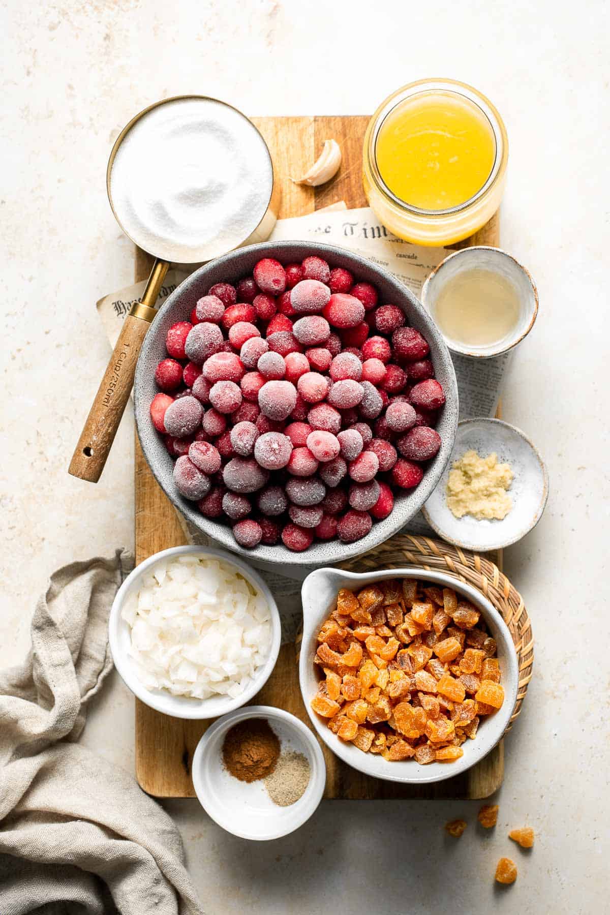 Sweet and savory Cranberry Chutney is a tangy condiment made from tart cranberries, sweet dried apricots, and savory aromatics. Ready in 30 minutes! | aheadofthyme.com