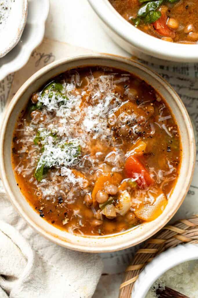 Italian Lentil Soup transforms simple pantry staples (like lentils and canned tomatoes) and fresh veggies into a hearty meal to warm you up on a cold day. | aheadofthyme.com