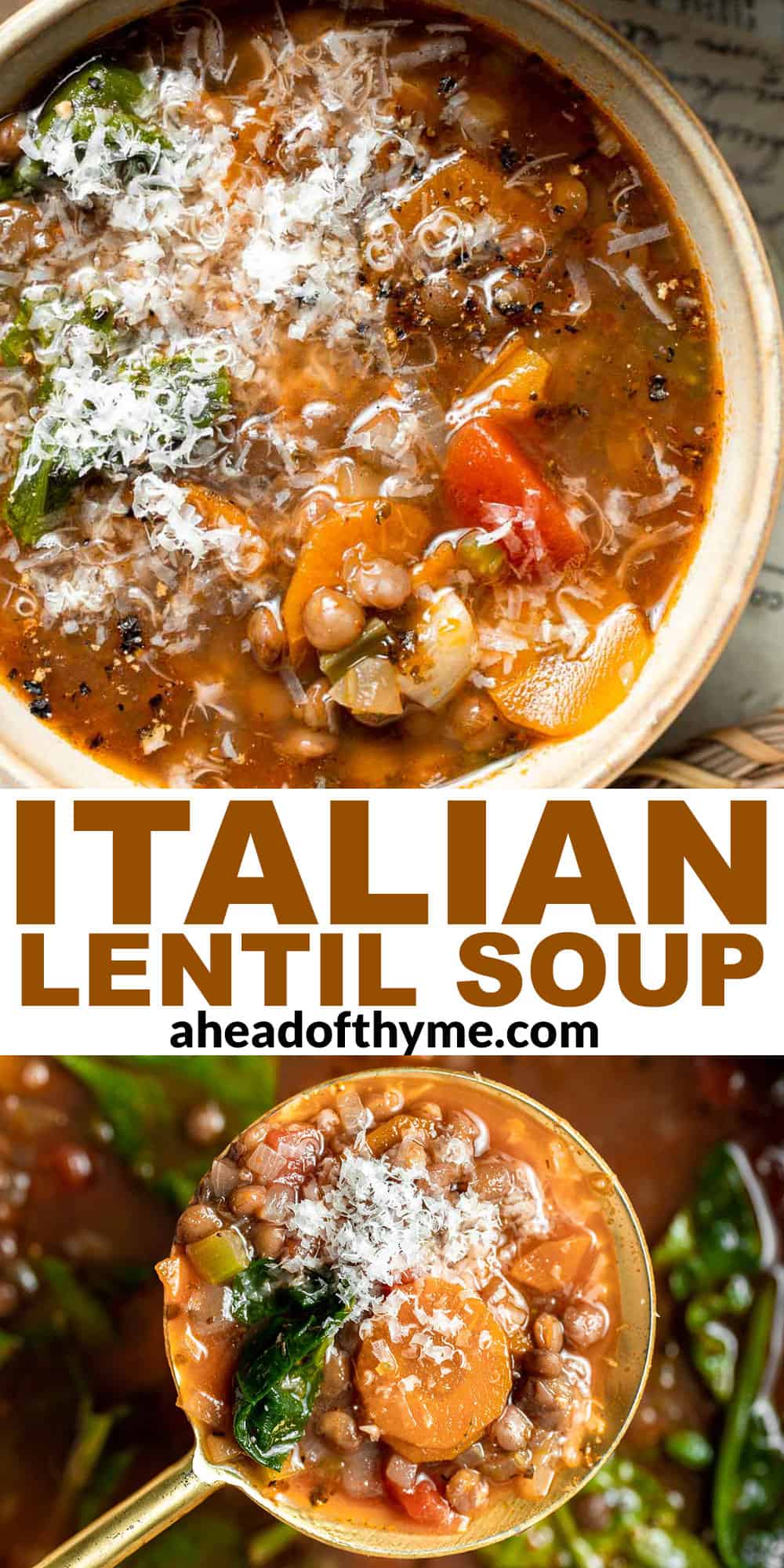 Italian Lentil Soup transforms simple pantry staples (like lentils and canned tomatoes) and fresh veggies into a hearty meal to warm you up on a cold day. | aheadofthyme.com