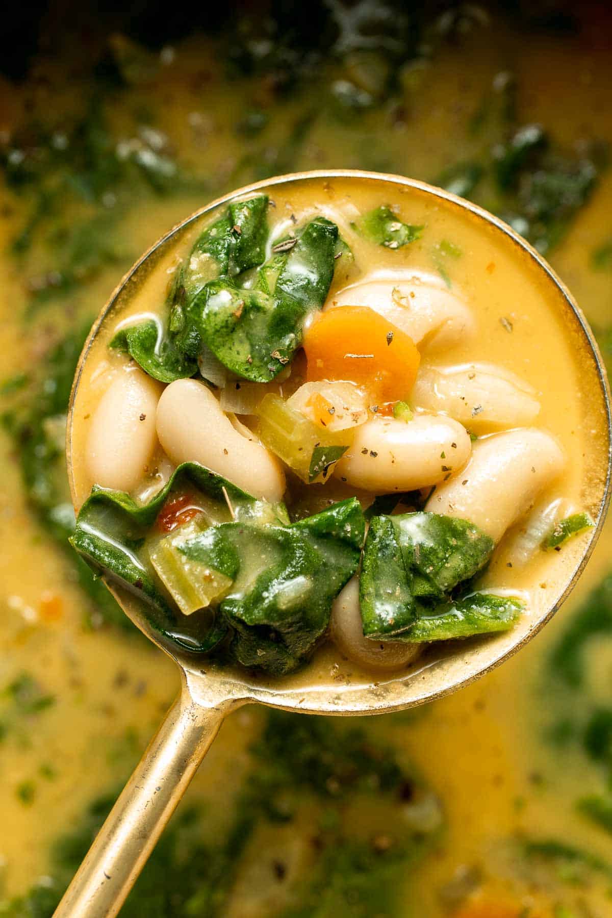 This Tuscan White Bean Soup is comforting, nourishing, and delicious, packed with creamy cannellini beans, fresh veggies, and herbs. Ready in 30 minutes! | aheadofthyme.com