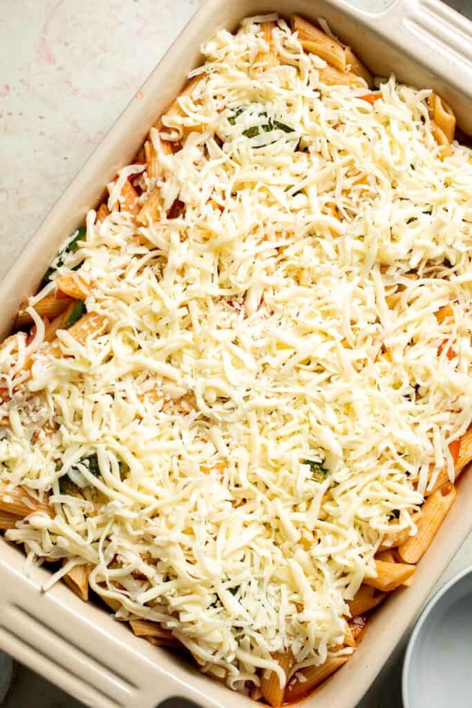 Feed the whole family on busy weeknights with this hearty Vegetable Pasta Bake that is easy to make, packed with veggies, and loaded with flavor! | aheadofthyme.com