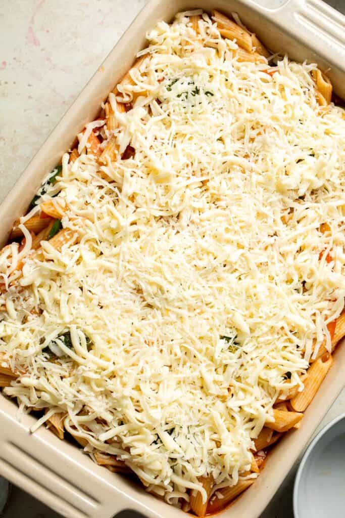 Feed the whole family on busy weeknights with this hearty Vegetable Pasta Bake that is easy to make, packed with veggies, and loaded with flavor! | aheadofthyme.com