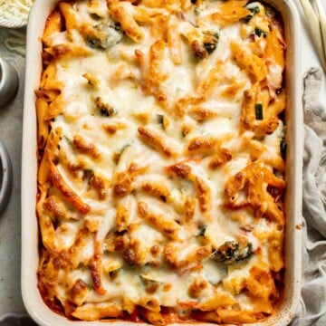 Feed the whole family on busy weeknights with this hearty Vegetable Pasta Bake that is easy to make, packed with veggies, and loaded with flavor! | aheadofthyme.com