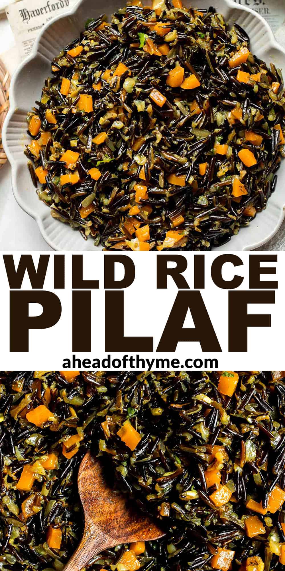 Wild Rice Pilaf is a wholesome, nutritious side dish that pairs the naturally nutty flavor of wild rice with vegetables, spices, and fresh herbs. | aheadofthyme.com
