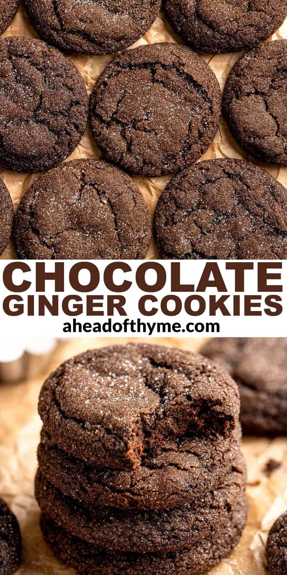 Chocolate Ginger Cookies bring together the richness of chocolate with the warmth of ginger. They are soft and chewy and stay soft for days! | aheadofthyme.com