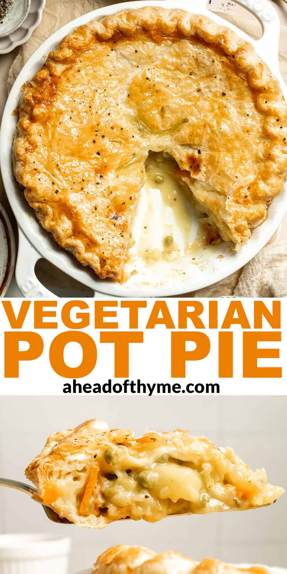 Vegetarian Pot Pie is truly the ultimate comfort food. The creamy filling is loaded with tender veggies, all wrapped in a buttery, flaky puff pastry crust. | aheadofthyme.com