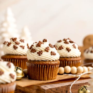 Homemade Gingerbread Cupcakes are tender and fluffy, packed with cozy flavors, and topped with a luscious cream cheese frosting. Ready in under an hour! | aheadofthyme.com