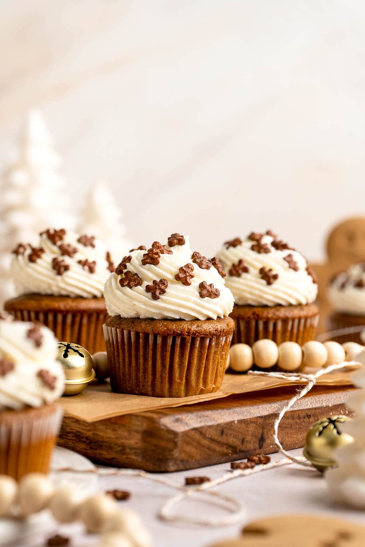 Homemade Gingerbread Cupcakes are tender and fluffy, packed with cozy flavors, and topped with a luscious cream cheese frosting. Ready in under an hour! | aheadofthyme.com