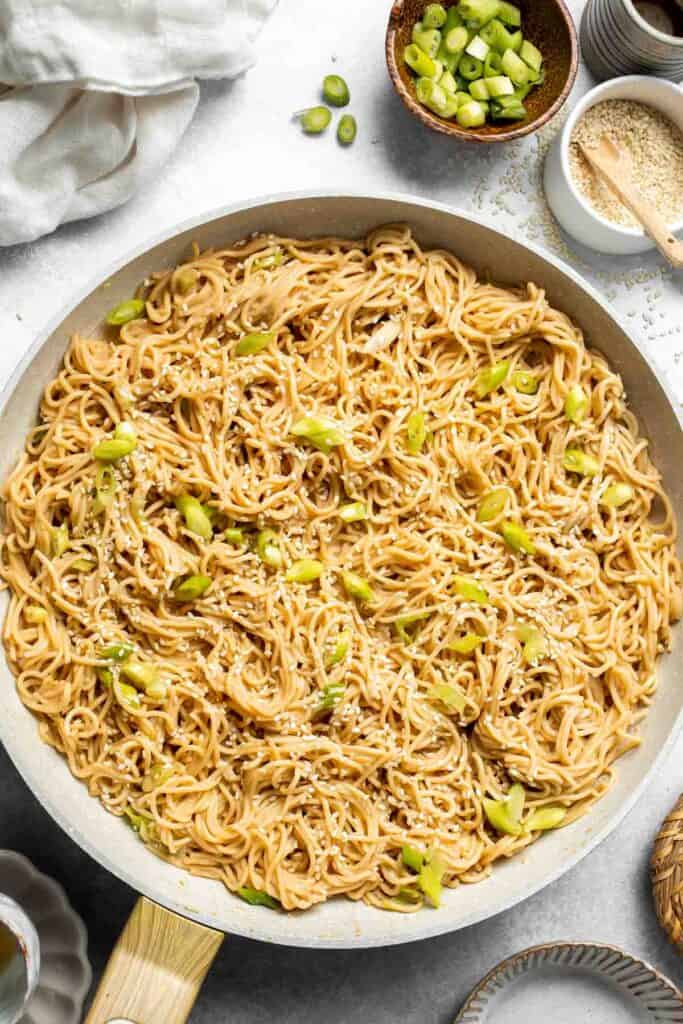 Easy Sesame Noodles are proof that simple ingredients can create incredible flavor. Ready in 20 minutes, it's perfect for lunch, meal prep, or weeknights. | aheadofthyme.com