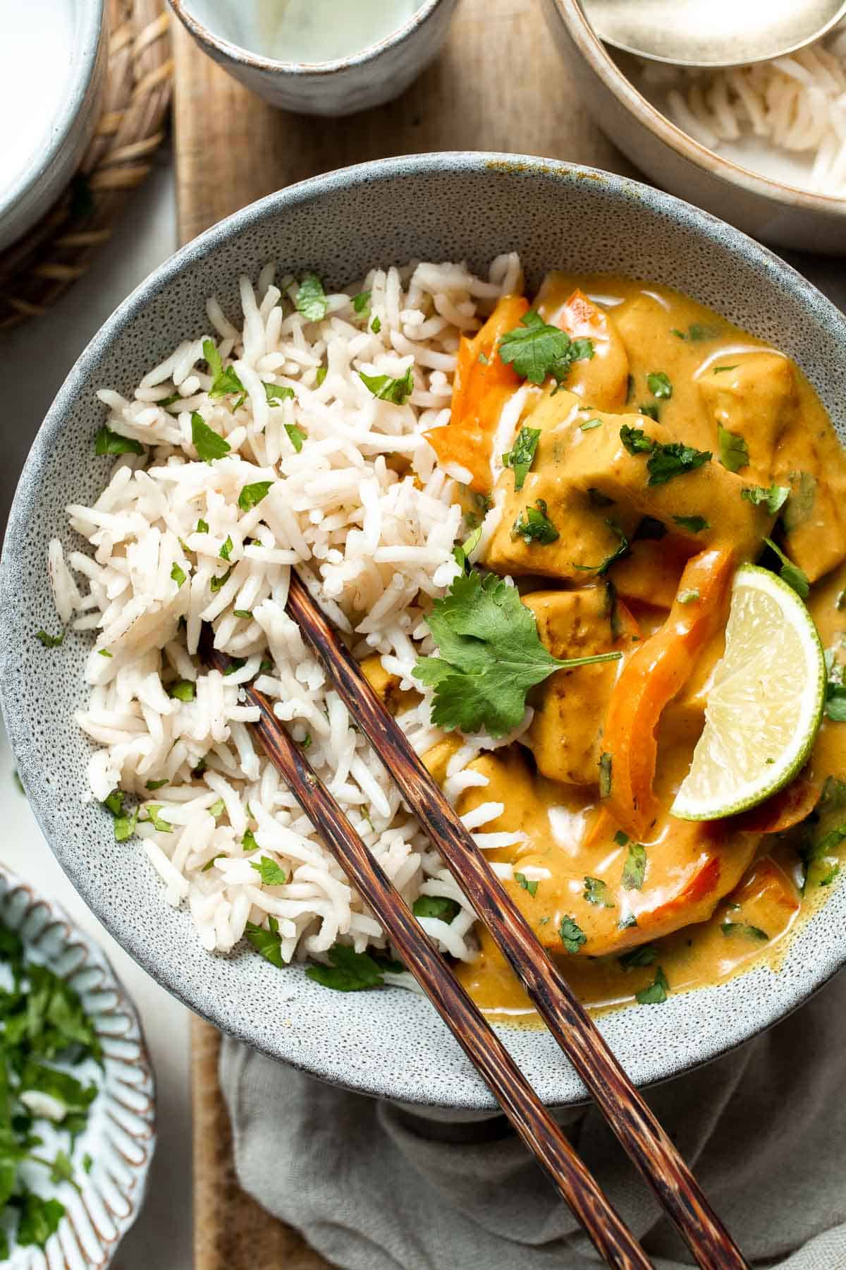 Quick and easy Tofu Coconut Curry is nourishing, satisfying, and so delicious. It's ready in just 20 minutes, making it a one pot meal for busy weeknights. | aheadofthyme.com
