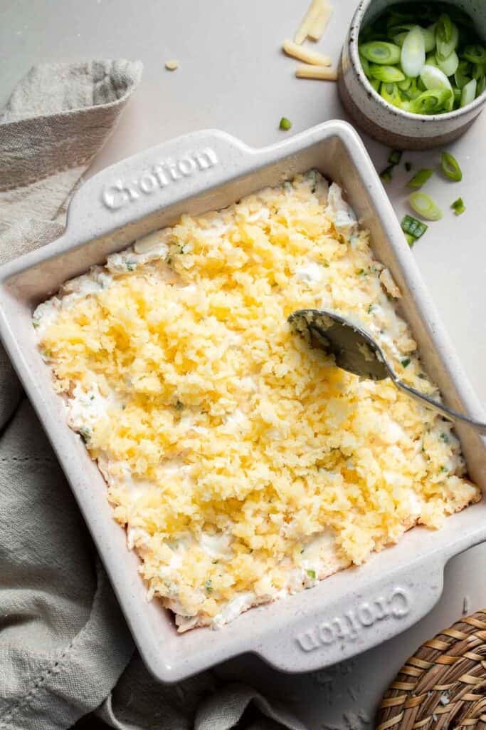 This Jalapeño Popper Dip is creamy, cheesy, and delicious — everything you love about the classic appetizer, served warm and scoopable. | aheadofthyme.com