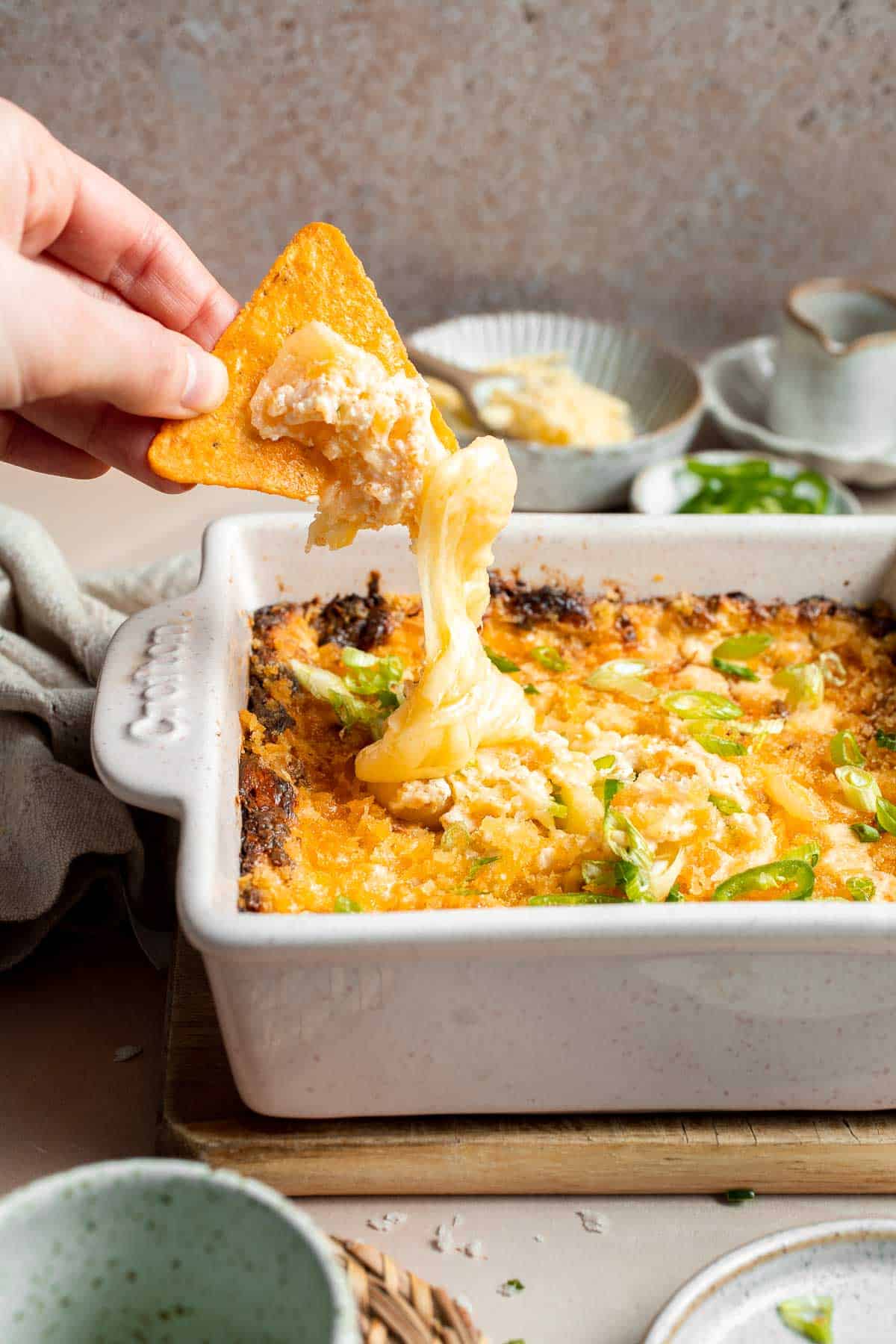 This Jalapeño Popper Dip is creamy, cheesy, and delicious — everything you love about the classic appetizer, served warm and scoopable. | aheadofthyme.com