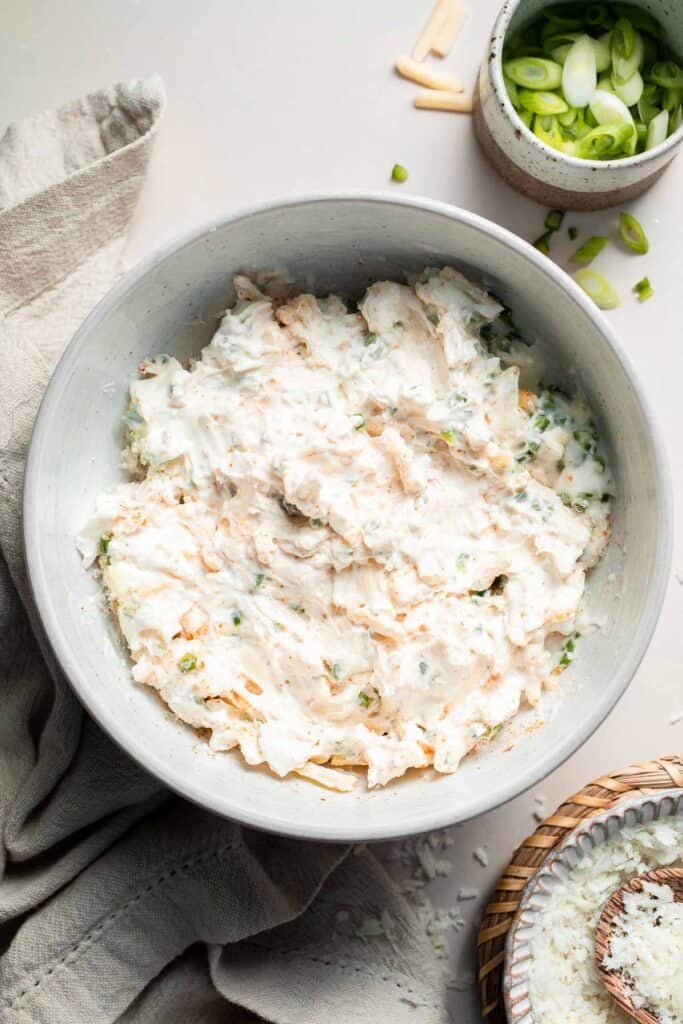 This Jalapeño Popper Dip is creamy, cheesy, and delicious — everything you love about the classic appetizer, served warm and scoopable. | aheadofthyme.com