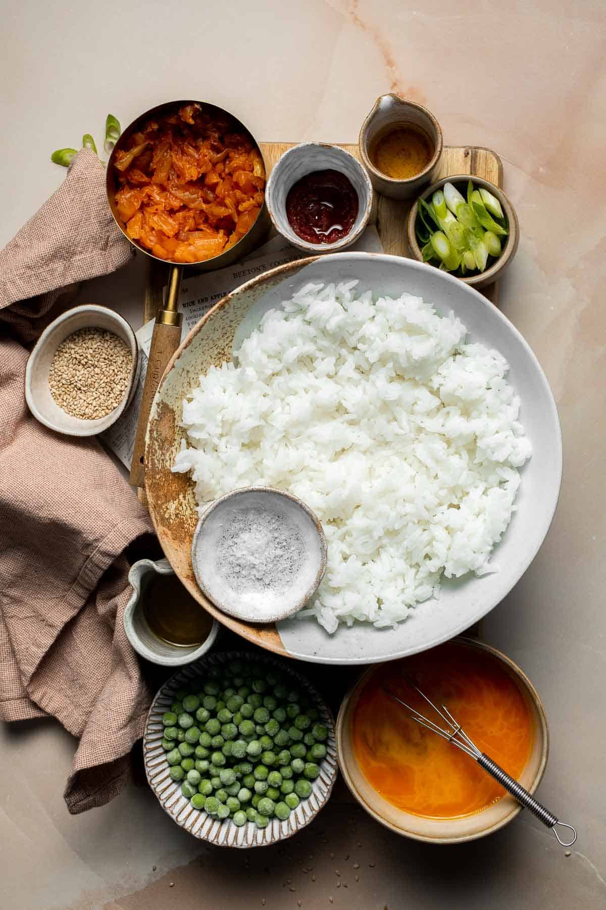 Kimchi Fried Rice is a bold, flavorful dish that takes just minutes to prepare using a few simple ingredients — and a great way to use up leftover rice! | aheadofthyme.com
