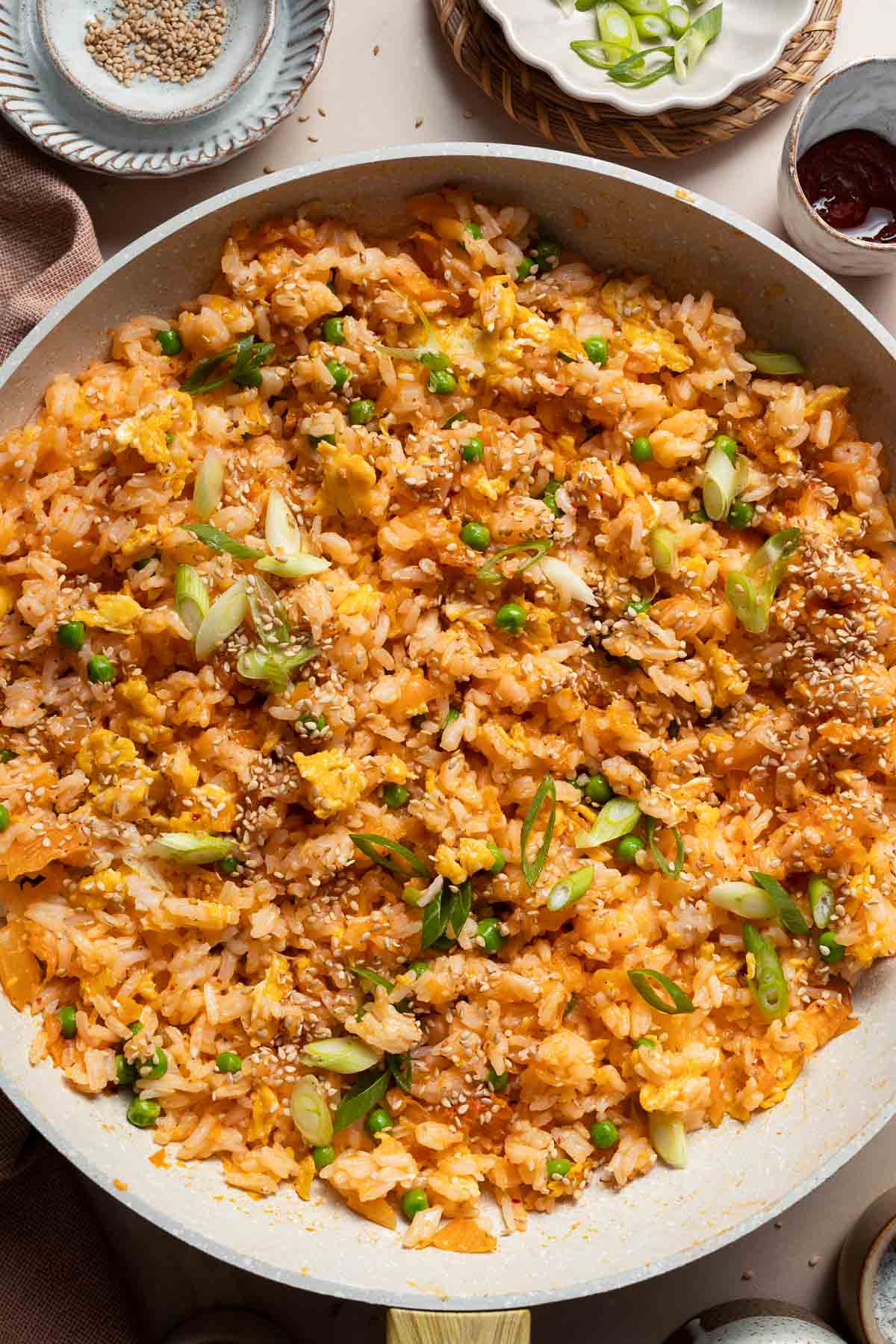 Kimchi Fried Rice is a bold, flavorful dish that takes just minutes to prepare using a few simple ingredients — and a great way to use up leftover rice! | aheadofthyme.com
